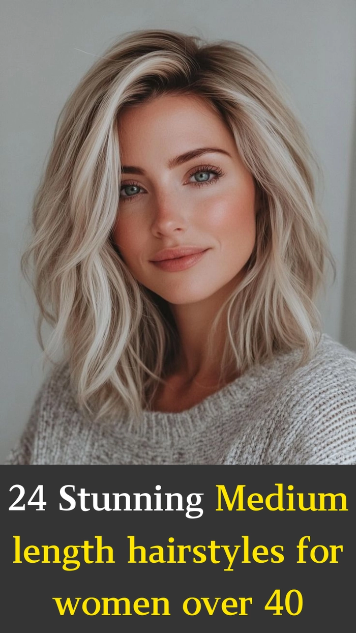 Easy beach hairstyle ideas for women over 40 Elegant beach waves for women over 40 with a seaside background
