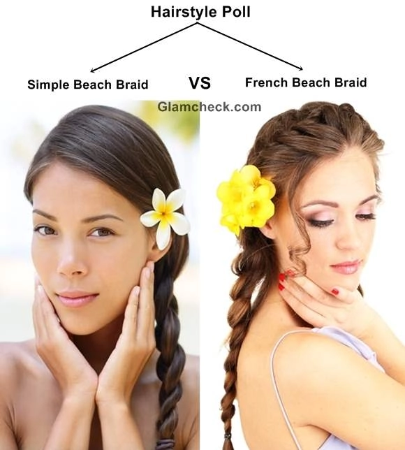 A beach french braid with sun-kissed waves and seaside texture