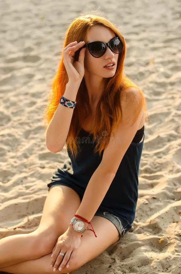 Redhead with beachy waves and sea-salt texture