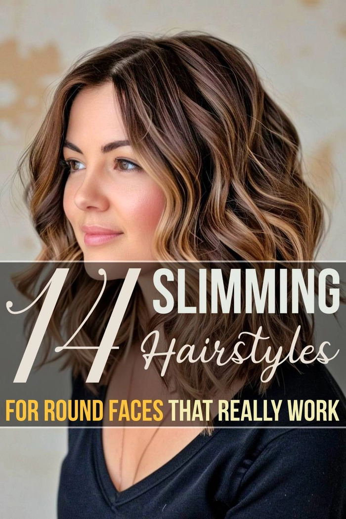 Flattering beach hairstyles for round face shapes with tousled waves