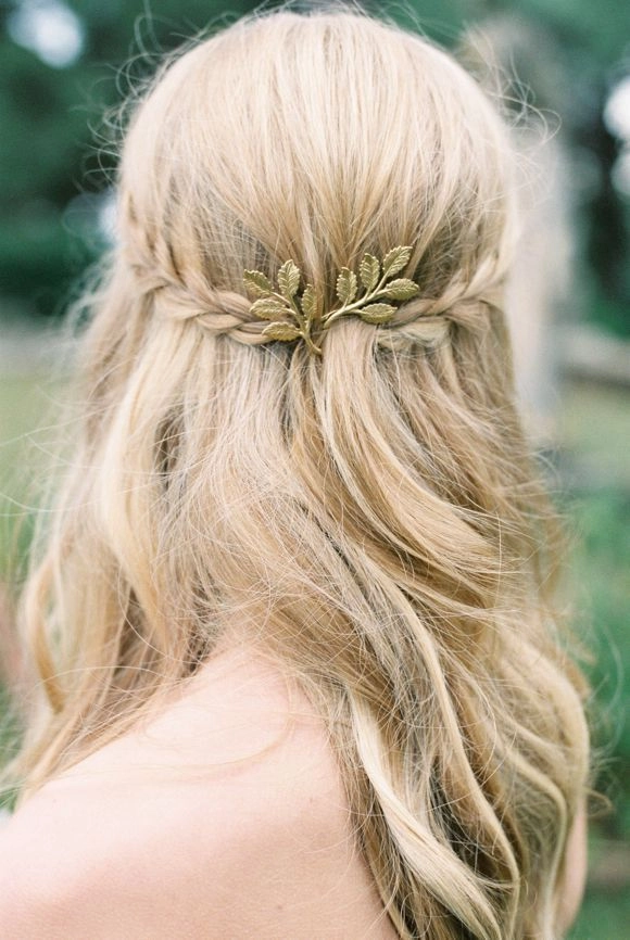 Beach Hairstyles - Gold Leaf Accents Beach Hair Style 2 Beach hair adorned with delicate gold leaf accents for a shimmering seaside look