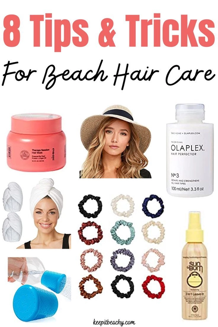 Beach Hair Recovery Mask - Deep Conditioning Treatment for Post-Swim Hair Repair Woman applying nourishing hair mask after a day at the beach to restore moisture and repair sun damage