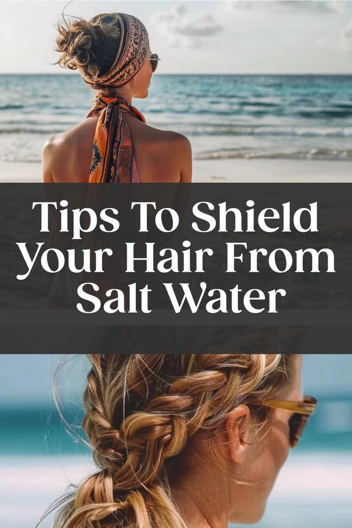 Woman with tousled beach hair after swimming in saltwater