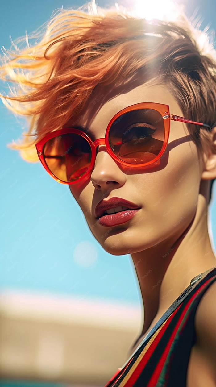 Beach hairstyle with windswept waves perfect for sunglasses