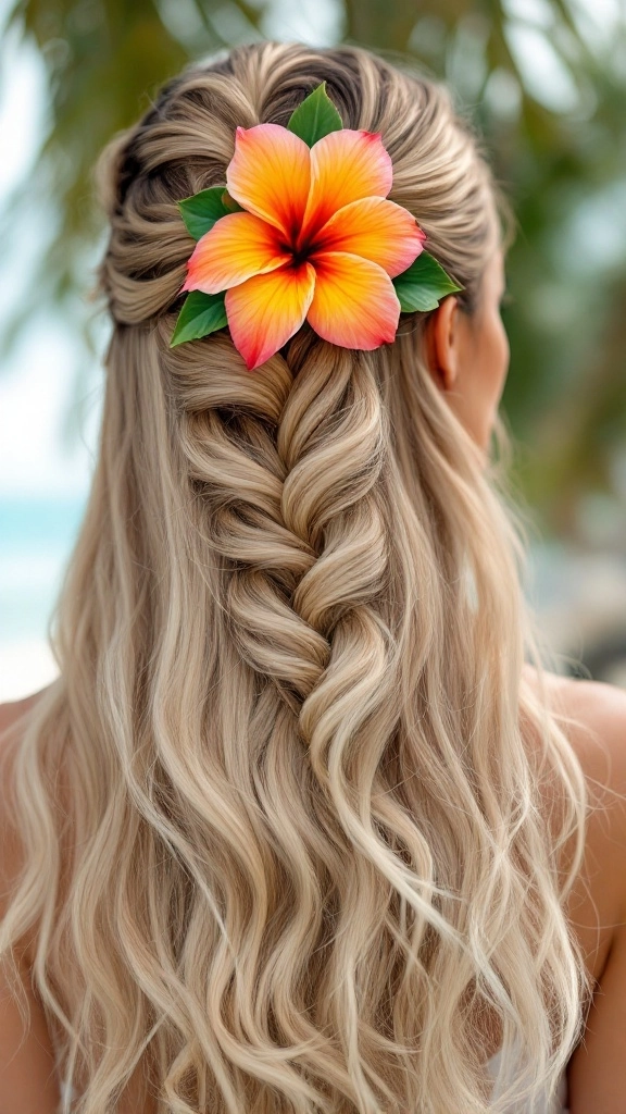 Tropical Flowers in Beach Hair Styles