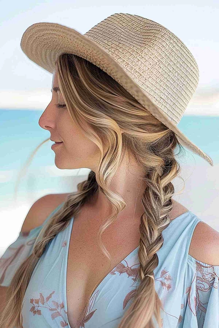 Beach Hairstyles That Work Perfectly with Hats