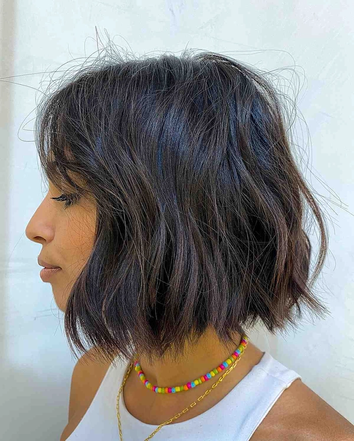 Beach waves on short hair with a sea salt spray finish for effortless beach style