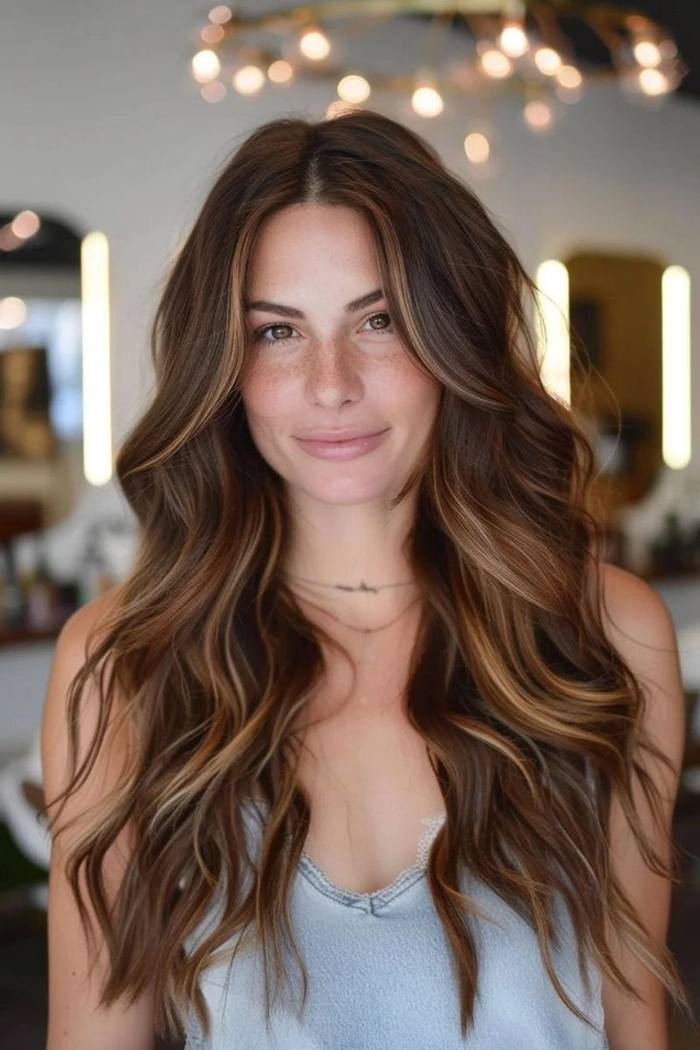 Relaxed and sophisticated beach hair look for women over 40 Effortless beach waves hairstyle for women over 40 at the shore