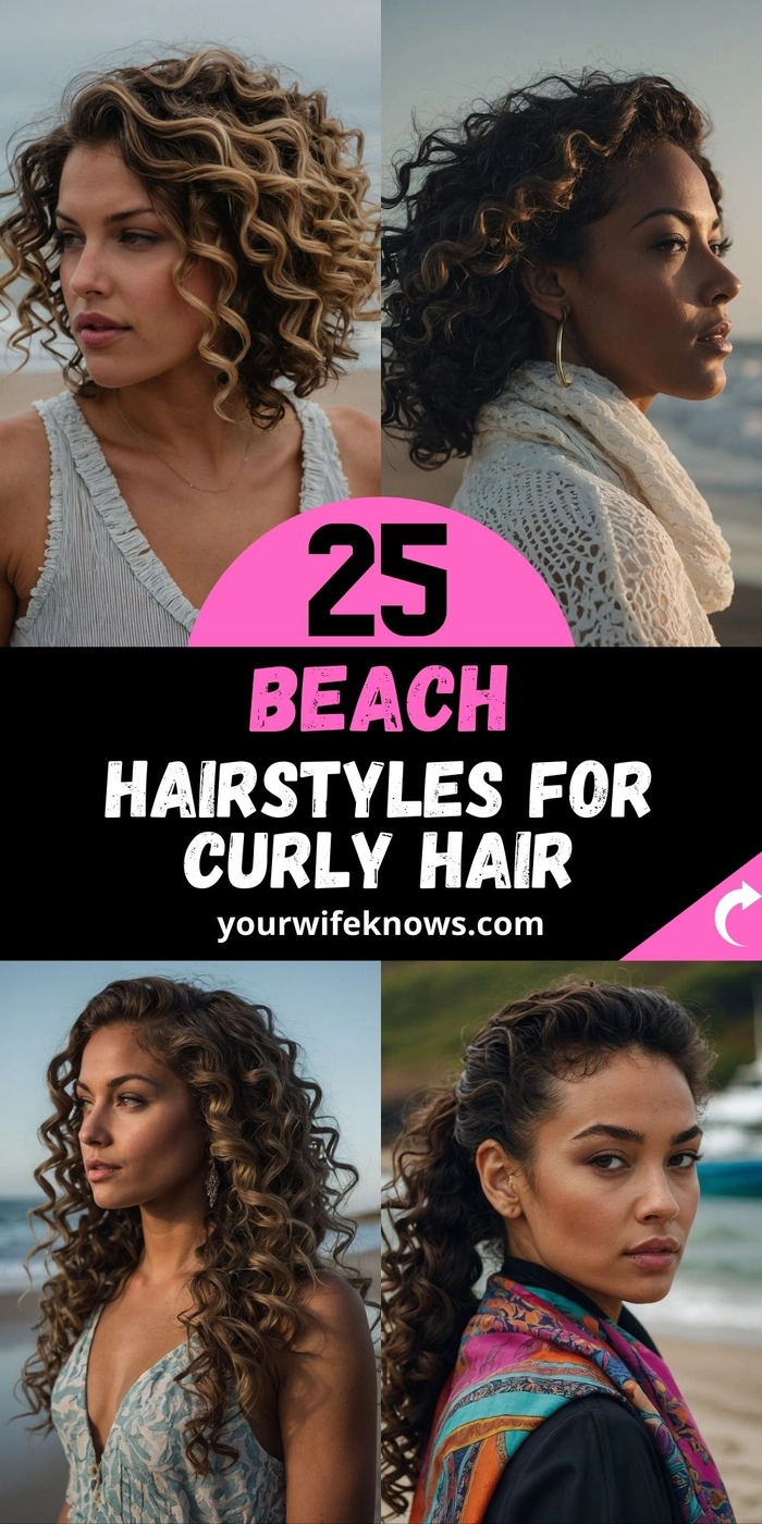 Woman with voluminous beach waves styled for a nighttime beach party under string lights