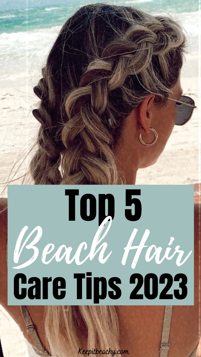 Bleached hair styled with beach waves and protective care for sun and salt