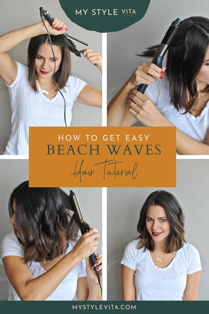 Step-by-step guide for braiding damp hair into beach waves Woman braiding damp hair to achieve beach waves