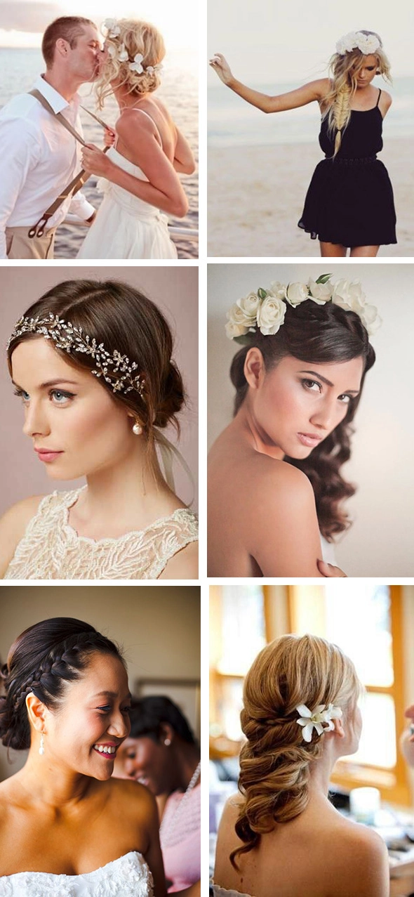 Romantic destination wedding beach hair with soft curls and ocean breeze texture Bride with windswept beach waves and a delicate flower crown for a destination wedding ceremony