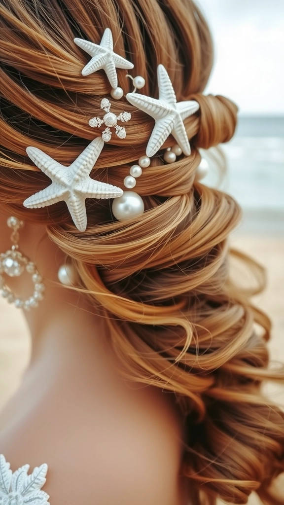 Edgy beach hairstyle with metallic accessories and tousled waves