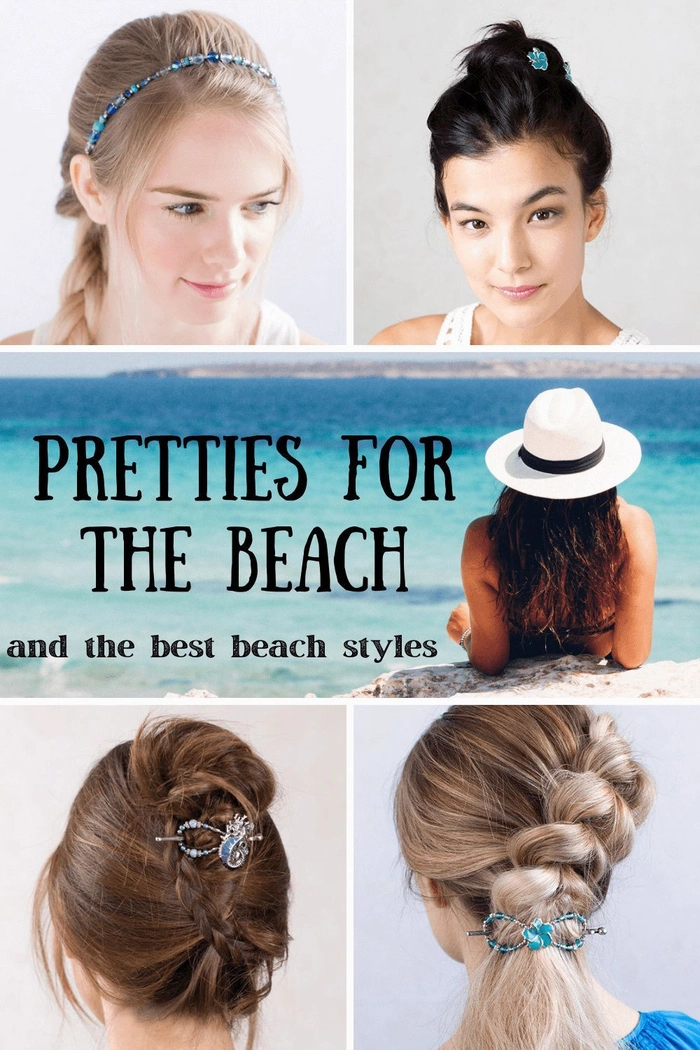 Edgy beach hairstyle with metal hair clips and braided strands