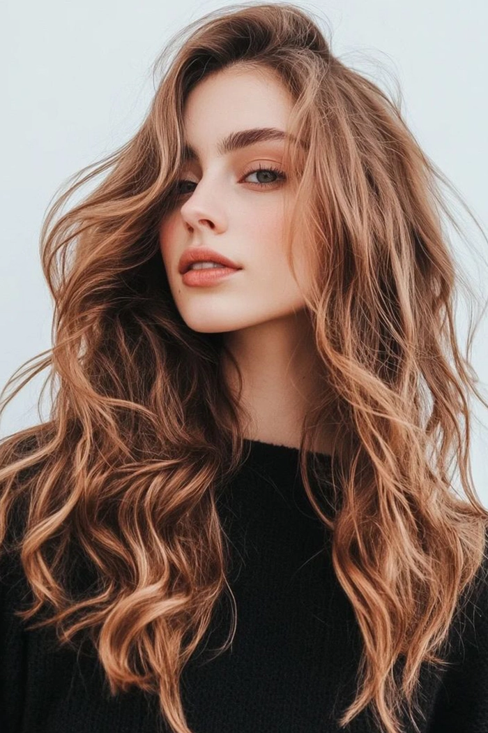 Effortless beach waves hairstyle with soft tousled texture and natural shine