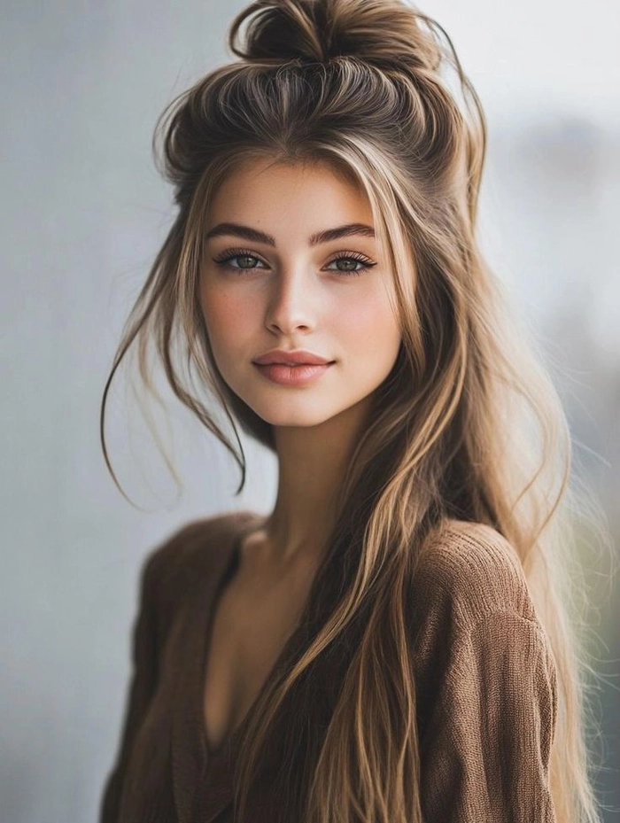 Half up half down beach hair styled with natural waves and a relaxed vibe Effortlessly windswept half up half down beach hairstyle with soft waves