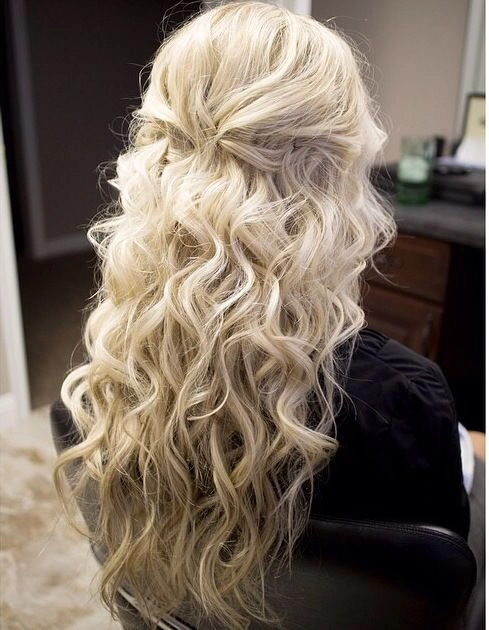 Effortless beach half-up half-down hairstyle with braided accent Woman with half-up half-down beach hair styled with soft waves and a braided crown