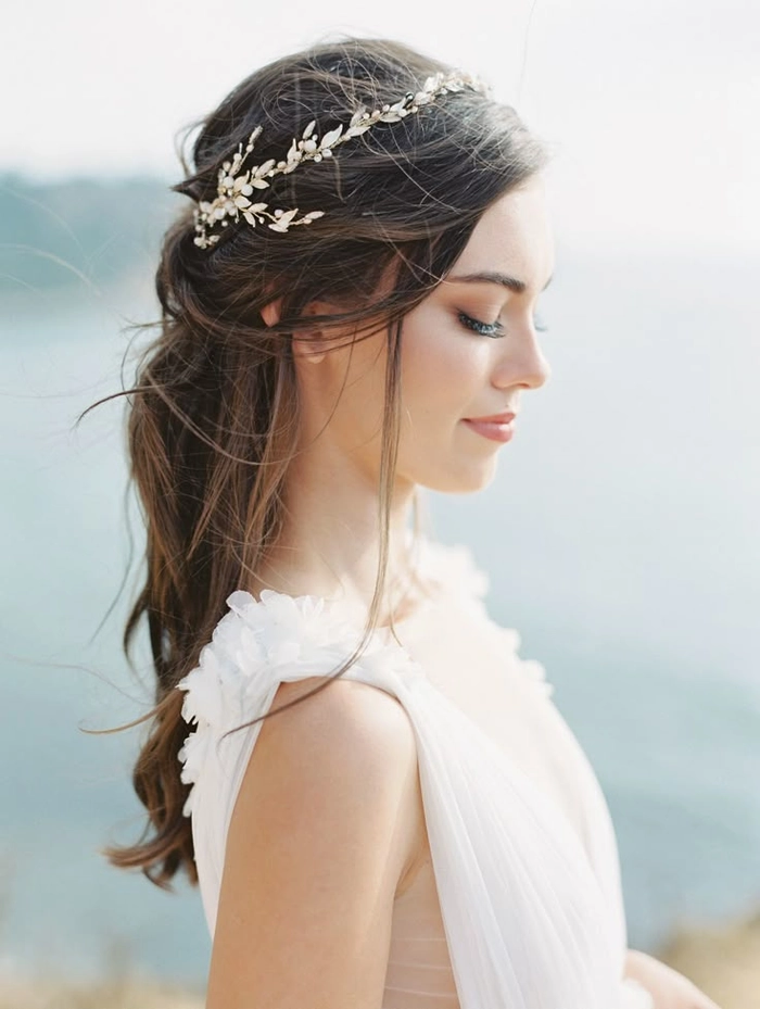 Coastal Elopement Hair Inspiration Image 9 Beach elopement hairstyle with braided crown and soft curls