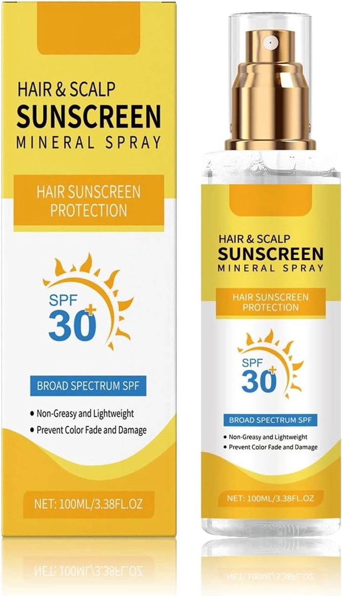 Best UV protection hair spray for maintaining healthy beach hairstyles A woman applying UV protection hair spray to her beach waves