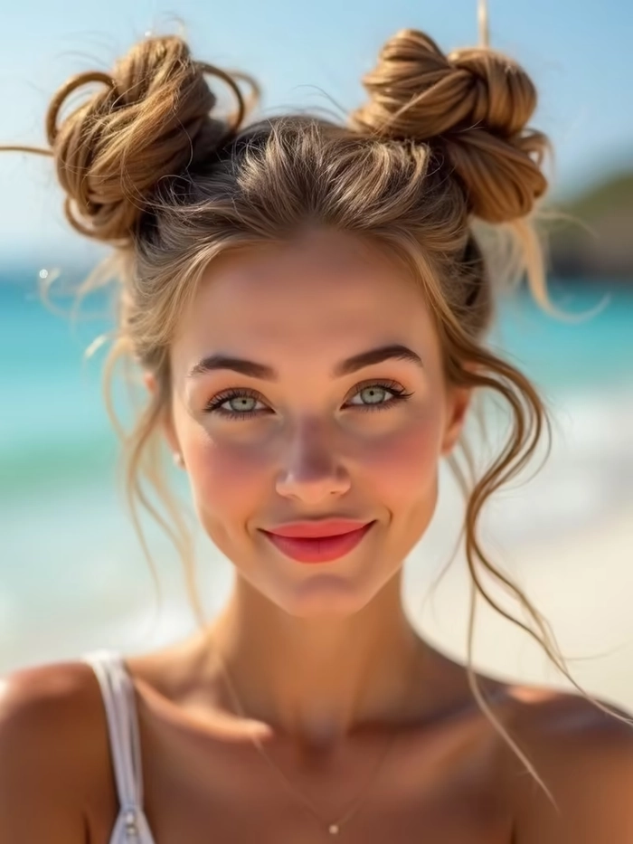 Transition beach hair to dinner style with this simple updo technique Beach waves transformed into an elegant low bun for evening