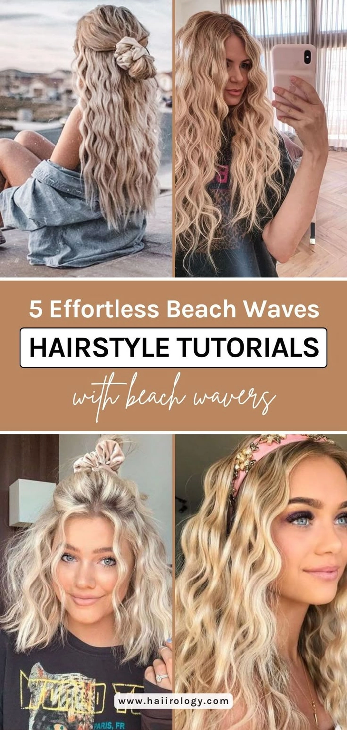 Woman reviving second day beach hair with a light spritz of salt spray and finger-combing waves
