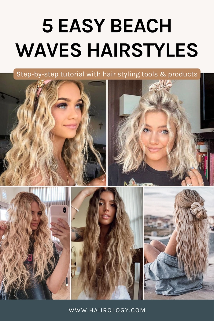 Quick 5 minute beach hair fix messy bun Woman fixing her beach waves with a quick messy bun