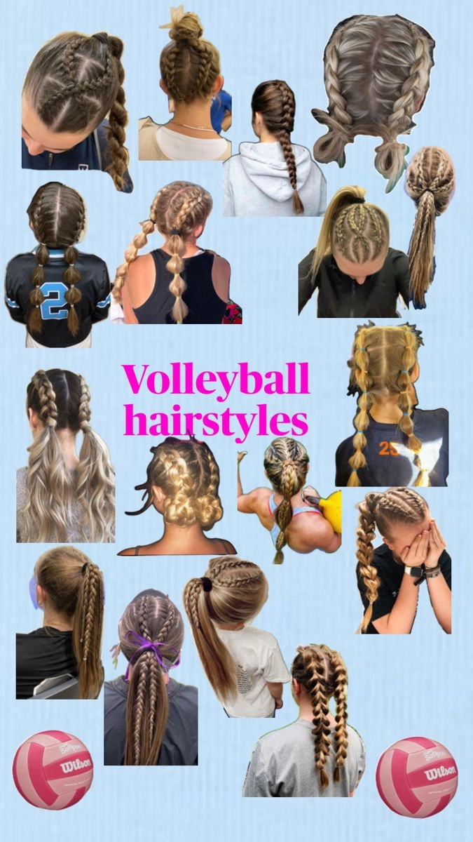 Model playing beach volleyball with sweat proof beach hair in a secure updo
