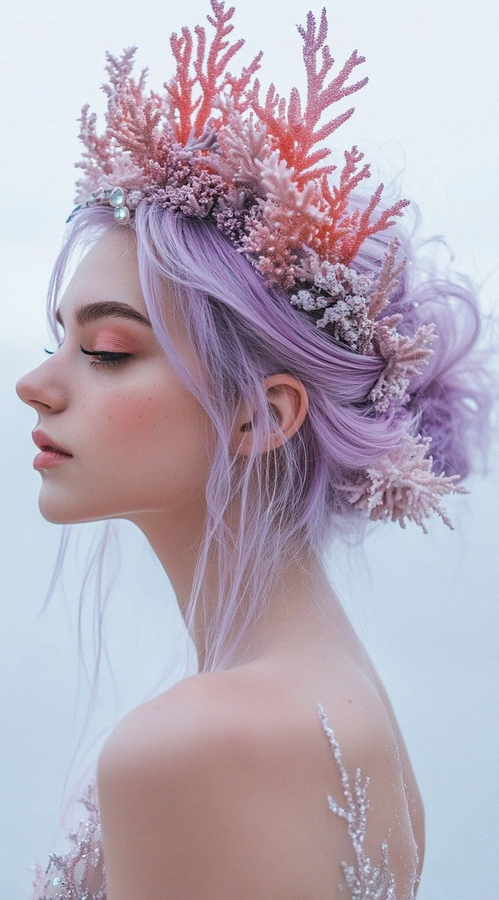 Mermaid core beach hair with soft waves and ocean breeze