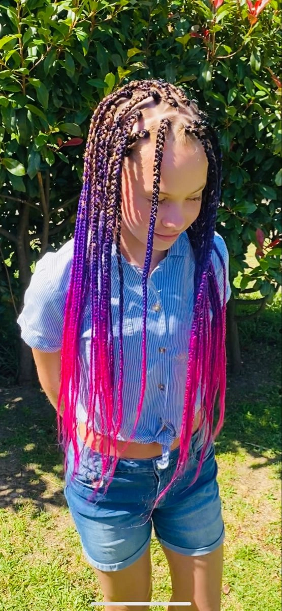 Woman with ombré beach braid hairstyle at the shore