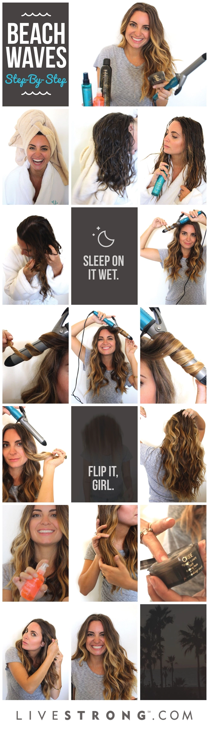 Step-by-step tutorial for achieving beach waves on straight hair with a curling wand