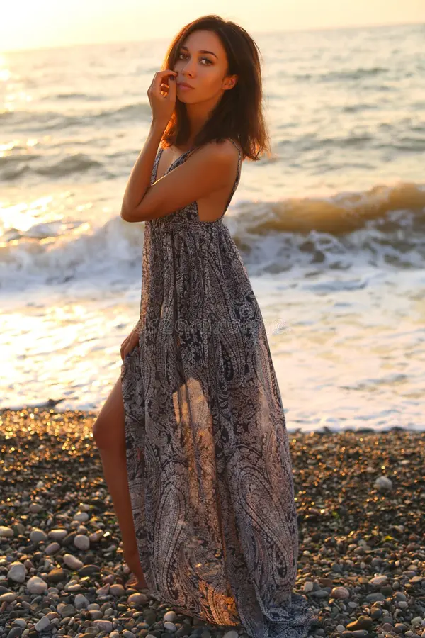 Elegant beach hairstyle perfect for a sunset dinner by the shore