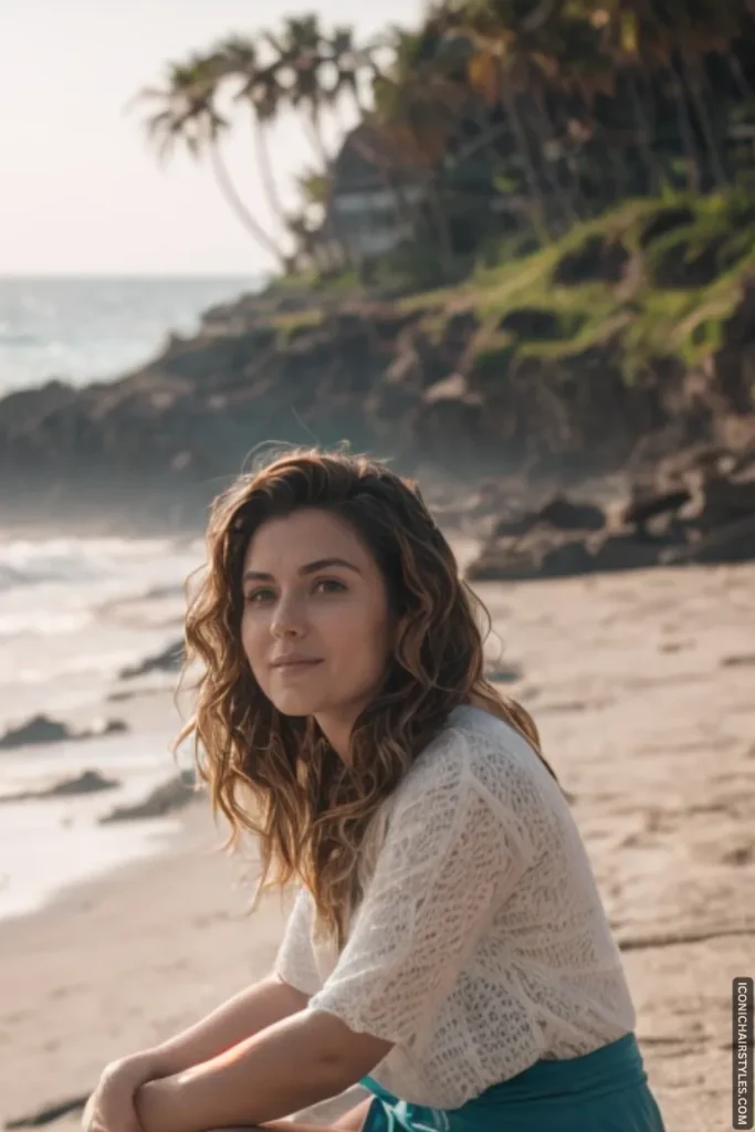 Teen with messy beach waves and a salt spray finish, trendy summer hairstyle