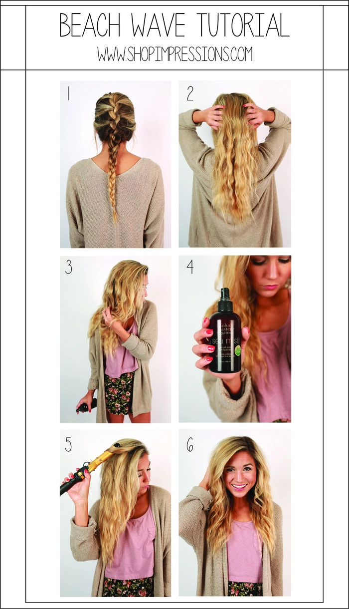 Wavy hair beach enhancement routine for effortless waves Woman applying sea salt spray to enhance wavy beach hair