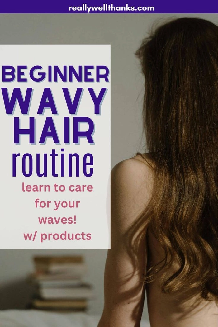 Wavy hair beach enhancement routine with texturizing products Woman with defined wavy beach hair using a texturizing spray for volume