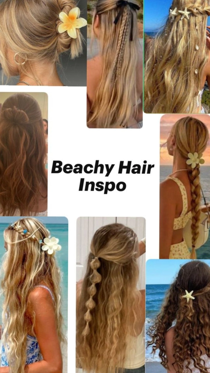 Woman with wind-tousled beach hair styled in a loose bun that stays intact against coastal breezes