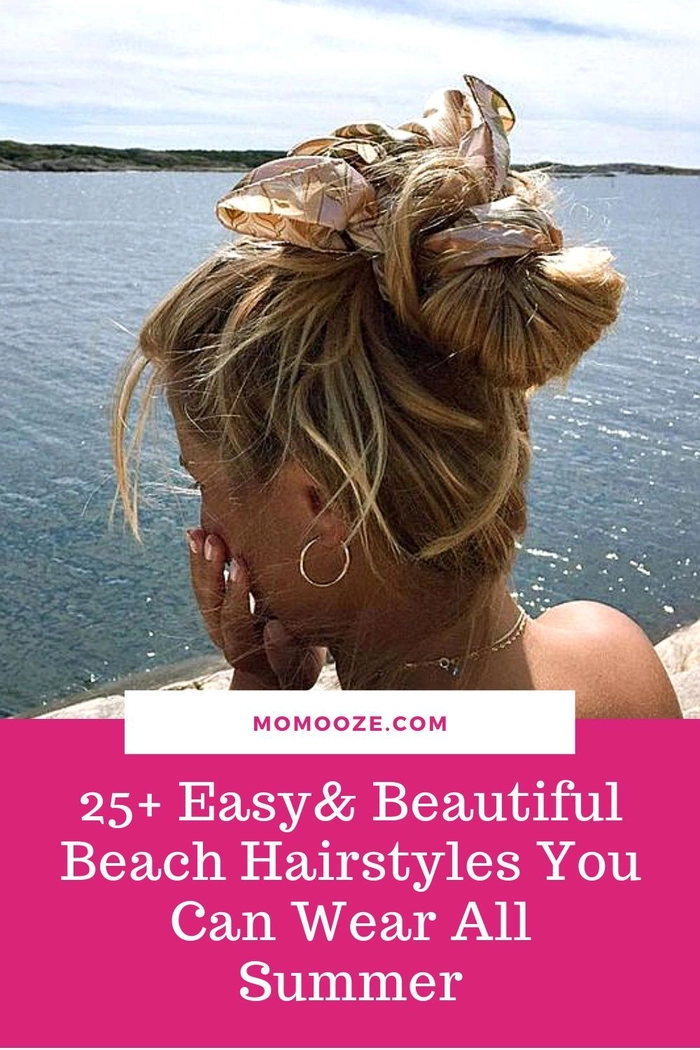 Windproof beach hairstyle with braided waves staying put in ocean breeze