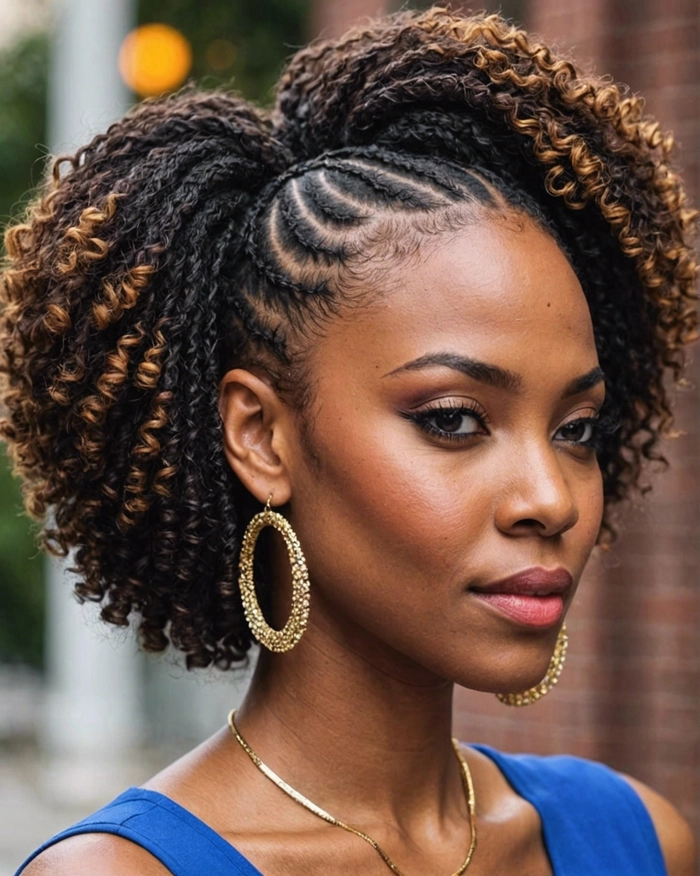Black woman showcasing everyday natural texture hairstyle with soft curls