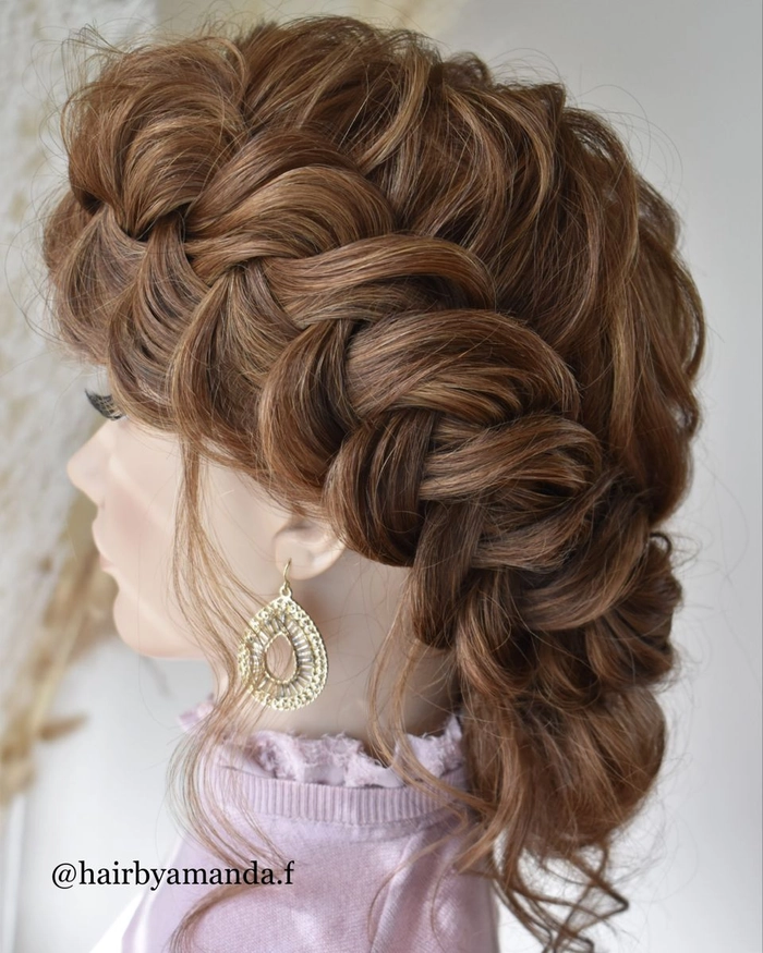 Bohemian casual hairstyle showcasing a simple crown braid with loose waves