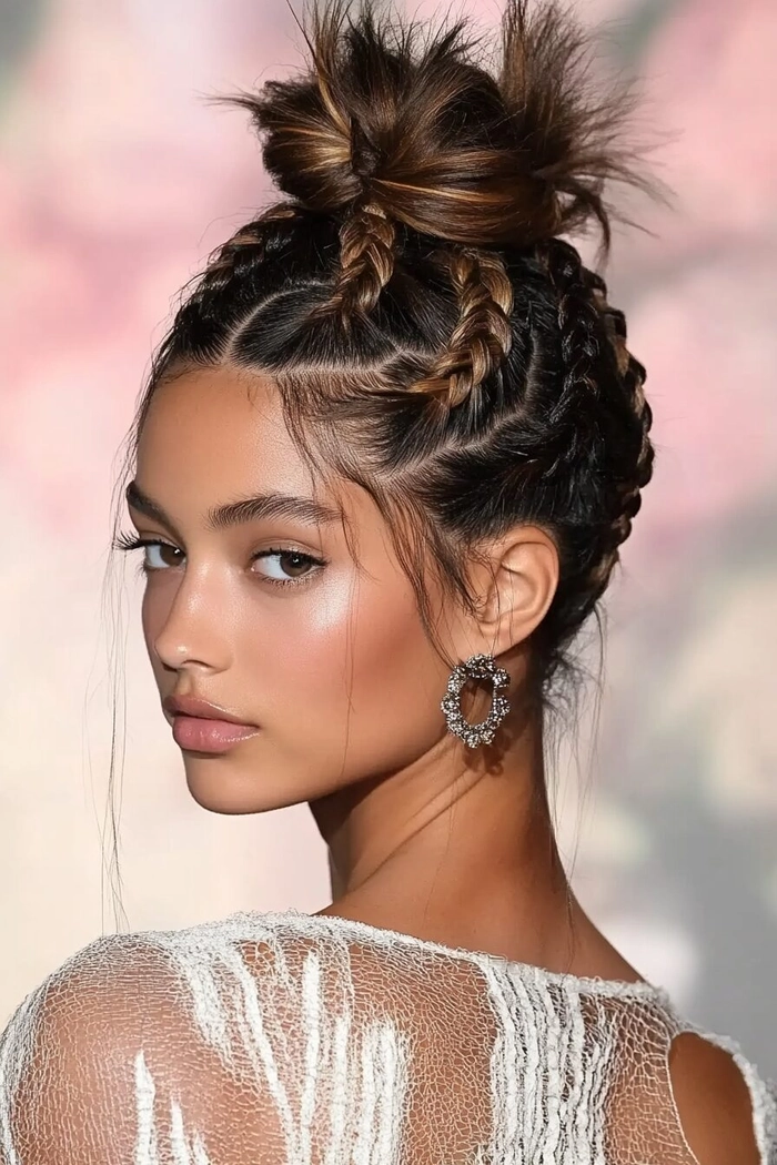 Everyday braid and bun combo for thick heavy hair
