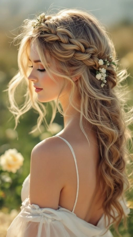 Casual braided crown ideas for relaxed wedding occasions Elegant casual braided crown hairstyle perfect for casual weddings