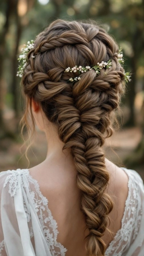 Elegant casual braided crown ideas for casual weddings hairstyle inspiration Casual braided crown hairstyle perfect for laid-back wedding celebrations