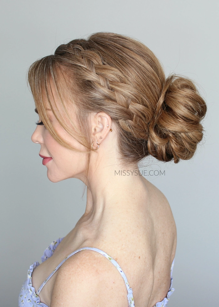casual braided low bun for effortless office to evening image