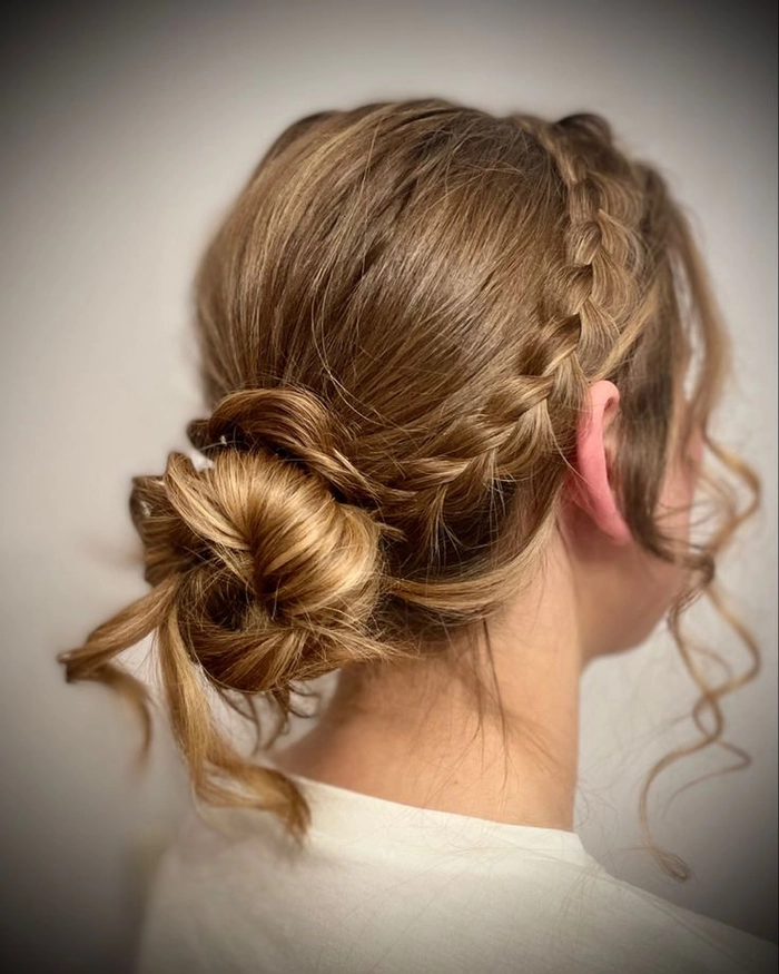 casual braided low bun for effortless office to evening image