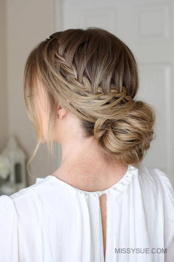 casual braided low bun for effortless office to evening image
