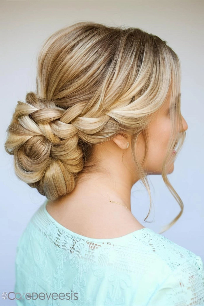 casual braided low bun for effortless office to evening image