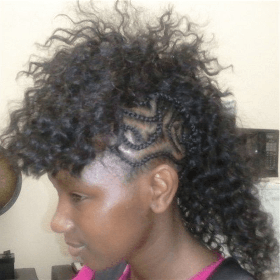 Casual Braided Mohawk Hairstyle for Everyday Edgy Streetwear Look Casual braided mohawk hairstyle with edgy streetwear vibe, front view