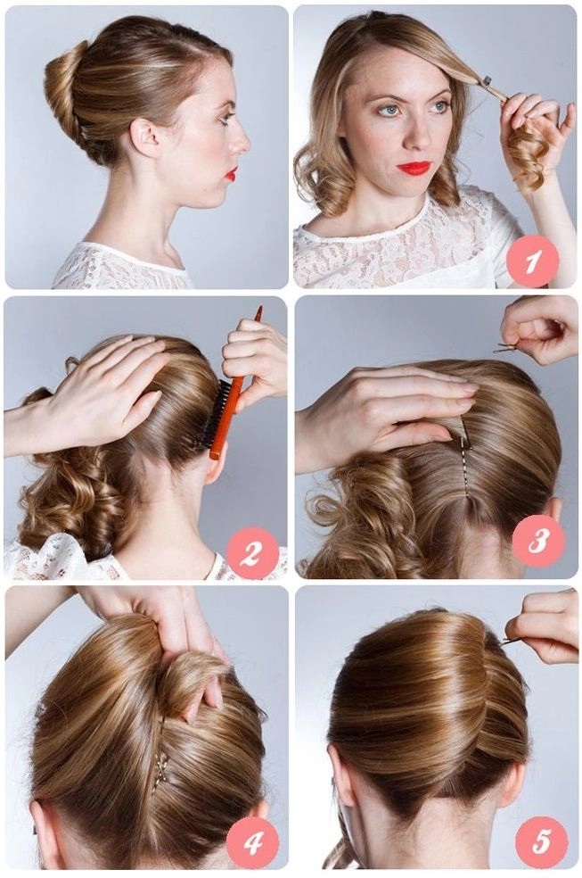 Casual French twist hairstyle on short hair with loose strands for a relaxed look