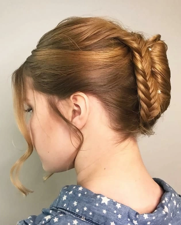 Casual French twist hairstyle on short hair with loose strands for a relaxed look
