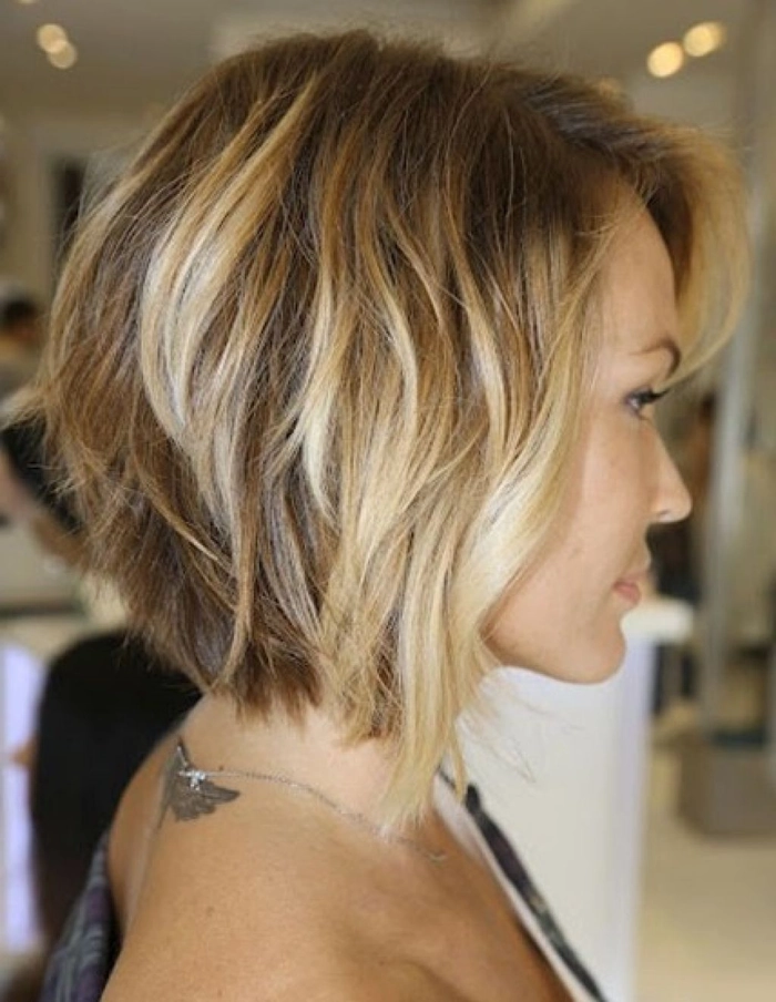 Casual inverted bob hairstyle for fine thin hair with soft layers and volume
