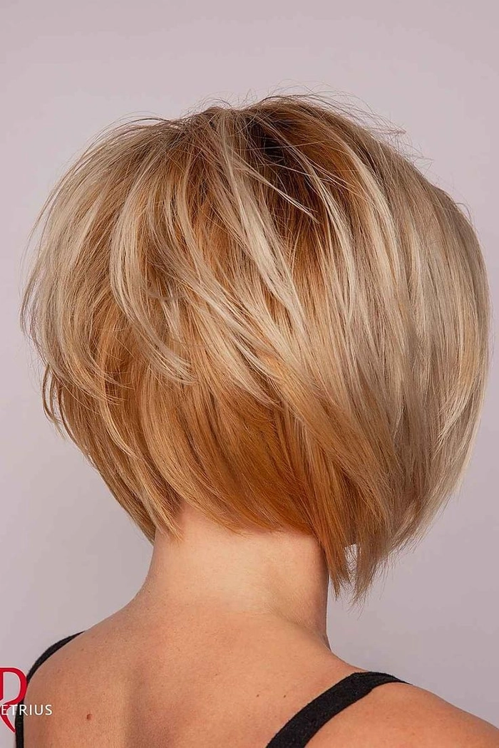 Casual inverted bob with soft layers for fine thin hair showing effortless volume and movement